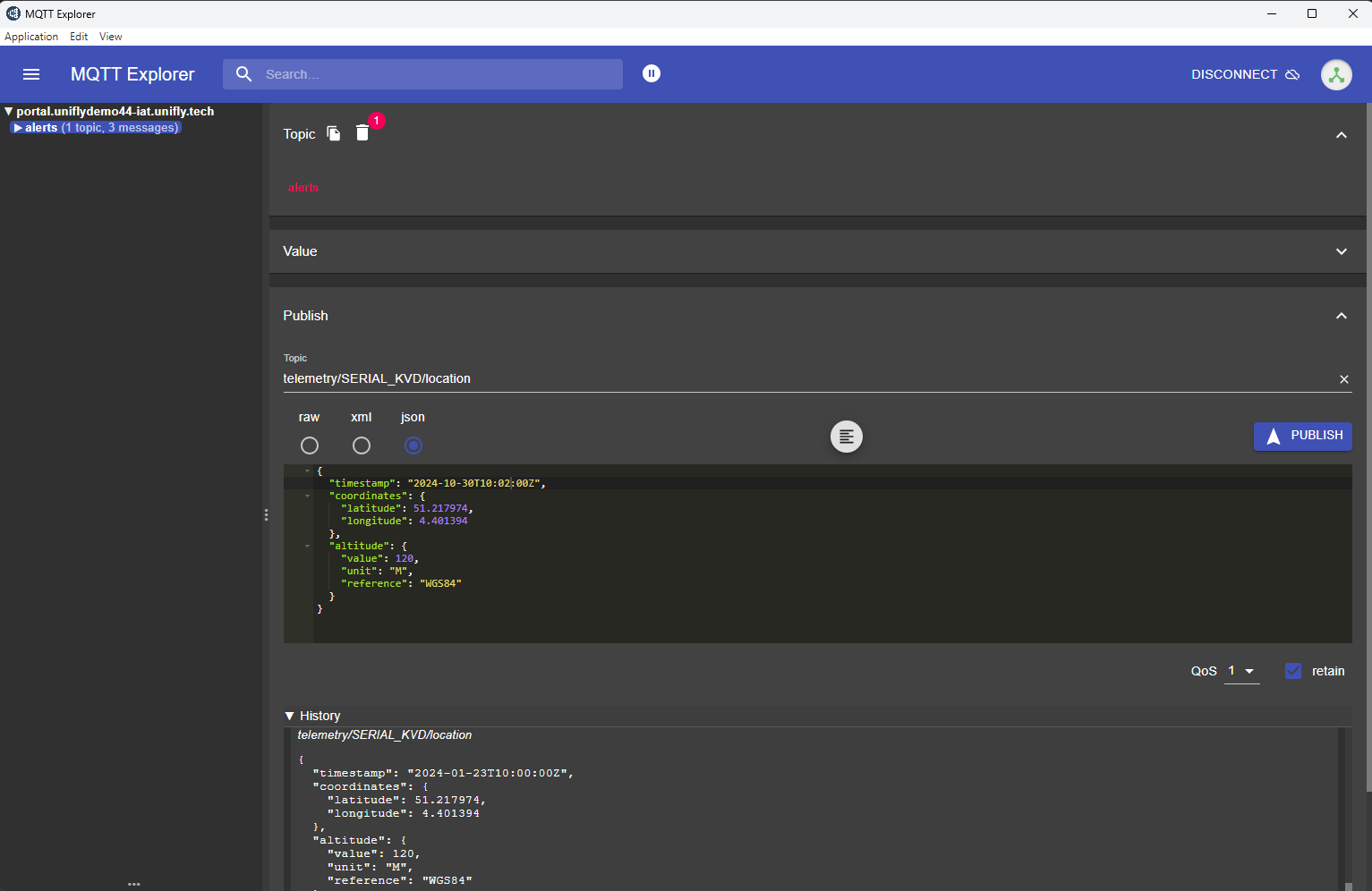 MQTT publish telemetry